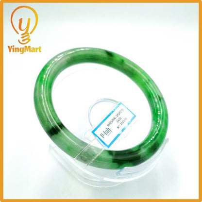 Yingmart 67mm PNJ Certified Natural Color Grey White Natural Jadeite Jade Bangle Bracelet, Real Gemstone, Gift for Her Mom Grandma Sister