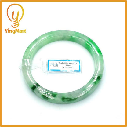 Yingmart 66mm PNJ Certified Natural Color Grey White Natural Jadeite Jade Bangle Bracelet, Real Gemstone, Gift for Her Mom Grandma Sister