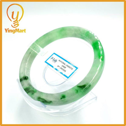 Yingmart 66mm PNJ Certified Natural Color Grey White Natural Jadeite Jade Bangle Bracelet, Real Gemstone, Gift for Her Mom Grandma Sister