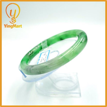 Yingmart 67mm PNJ Certified Natural Color Grey White Natural Jadeite Jade Bangle Bracelet, Real Gemstone, Gift for Her Mom Grandma Sister
