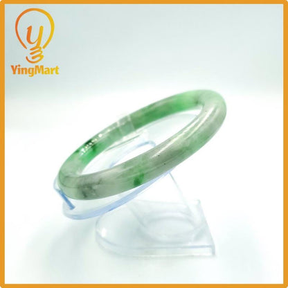 Yingmart 67mm PNJ Certified Natural Color Grey White Natural Jadeite Jade Bangle Bracelet, Real Gemstone, Gift for Her Mom Grandma Sister