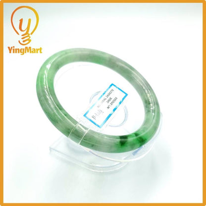 Yingmart 67mm PNJ Certified Natural Color Grey White Natural Jadeite Jade Bangle Bracelet, Real Gemstone, Gift for Her Mom Grandma Sister