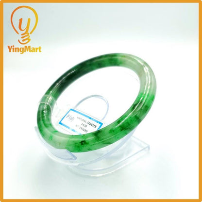 Yingmart 67mm PNJ Certified Natural Color Grey White Natural Jadeite Jade Bangle Bracelet, Real Gemstone, Gift for Her Mom Grandma Sister