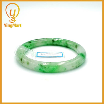 Yingmart 67mm PNJ Certified Natural Color Grey White Natural Jadeite Jade Bangle Bracelet, Real Gemstone, Gift for Her Mom Grandma Sister