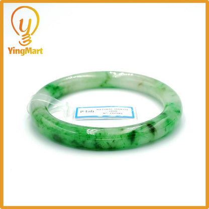 Yingmart 67mm PNJ Certified Natural Color Grey White Natural Jadeite Jade Bangle Bracelet, Real Gemstone, Gift for Her Mom Grandma Sister