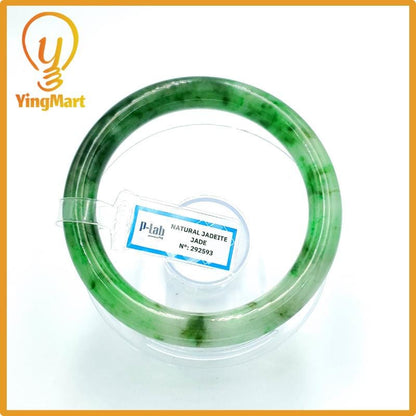 Yingmart 67mm PNJ Certified Natural Color Grey White Natural Jadeite Jade Bangle Bracelet, Real Gemstone, Gift for Her Mom Grandma Sister