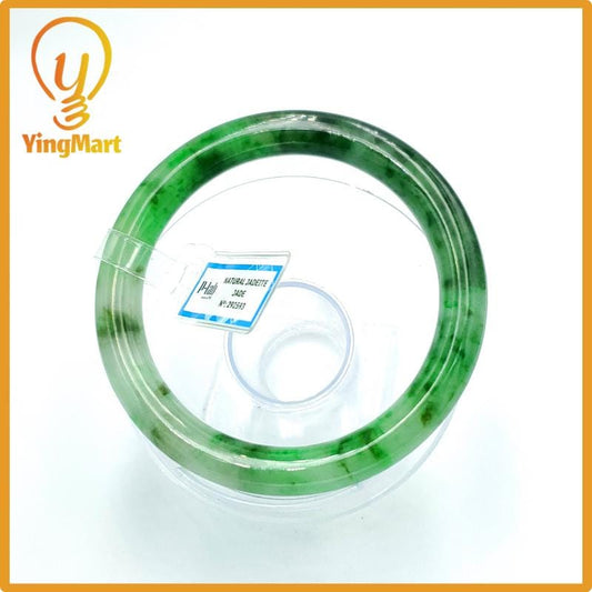 Yingmart 67mm PNJ Certified Natural Color Grey White Natural Jadeite Jade Bangle Bracelet, Real Gemstone, Gift for Her Mom Grandma Sister