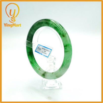 Yingmart 67mm PNJ Certified Natural Color Grey White Natural Jadeite Jade Bangle Bracelet, Real Gemstone, Gift for Her Mom Grandma Sister