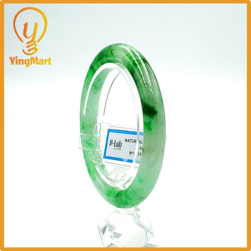 Jade Bangle 55mm PNJ Certified | Natural Color Grey White Jade Bangle Bracelet, Real Gemstone, Gift for Women, Men, Grandma, Sister