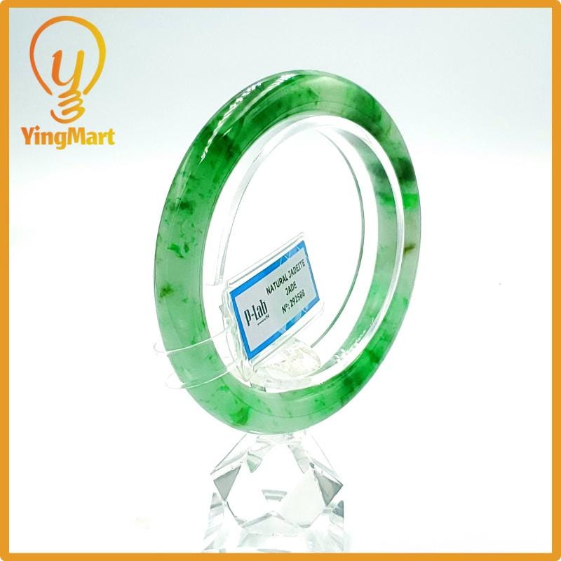 Jade Bangle 55mm PNJ Certified | Natural Color Grey White Jade Bangle Bracelet, Real Gemstone, Gift for Women, Men, Grandma, Sister