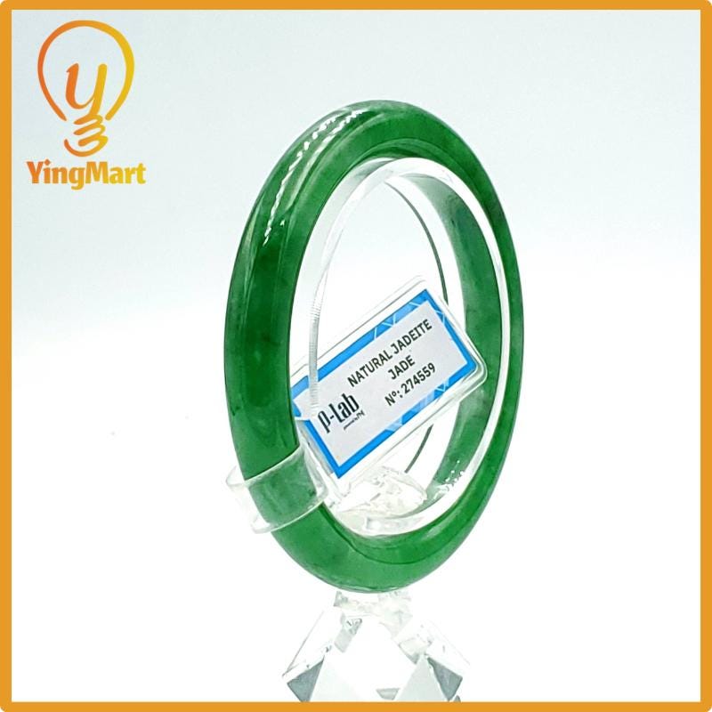 Jade Bangle 53mm PNJ Certified | Natural Color Grey White Jade Bangle Bracelet, Real Gemstone, Gift for Women, Men, Grandma, Sister