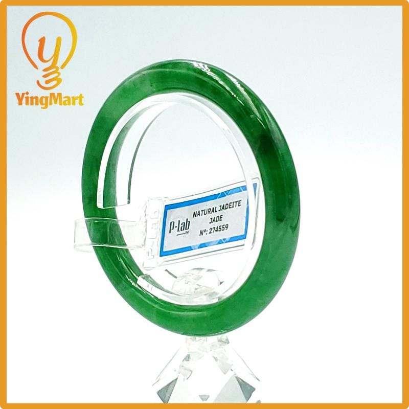 Jade Bangle 53mm PNJ Certified | Natural Color Grey White Jade Bangle Bracelet, Real Gemstone, Gift for Women, Men, Grandma, Sister