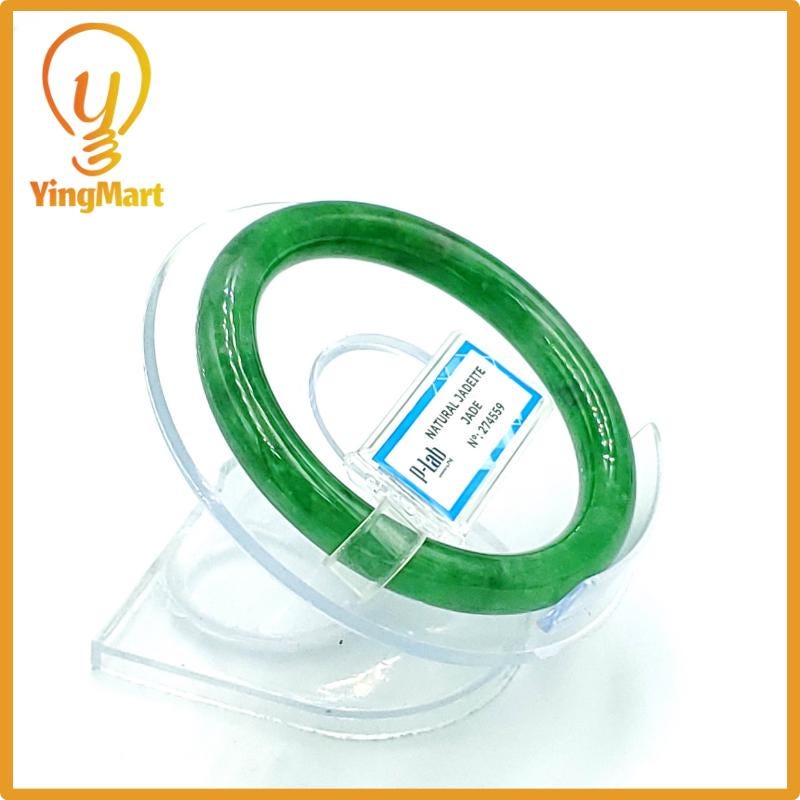 Jade Bangle 53mm PNJ Certified | Natural Color Grey White Jade Bangle Bracelet, Real Gemstone, Gift for Women, Men, Grandma, Sister