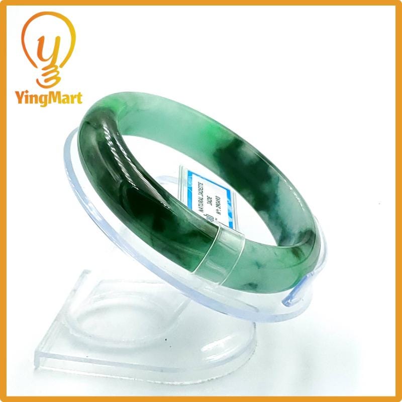 Jade Bangle 59mm PNJ Certified | Natural Color Grey White Jade Bangle Bracelet, Real Gemstone, Gift for Women, Men, Grandma, Sister