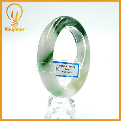 Jade Bangle 61mm PNJ Certified | Natural Color Grey White Jade Bangle Bracelet, Real Gemstone, Gift for Women, Men, Grandma, Sister