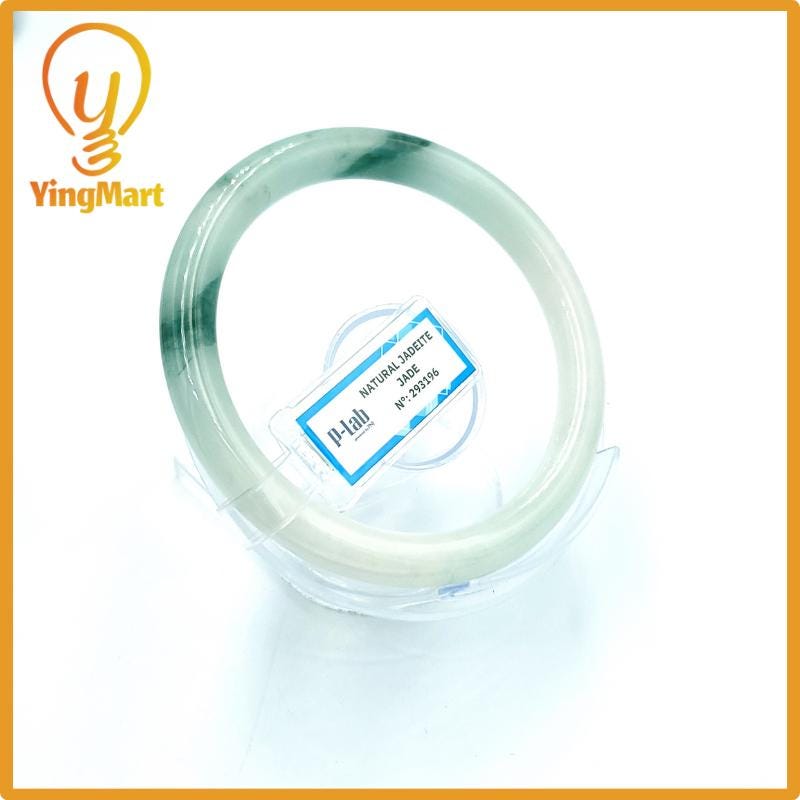 Jade Bangle 63mm PNJ Certified | Natural Color Grey White Jade Bangle Bracelet, Real Gemstone, Gift for Women, Men, Grandma, Sister