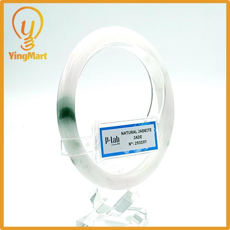 Jade Bangle 64mm PNJ Certified | Natural Color Purplish White Jade Bangle Bracelet, Real Gemstone, Gift for Women, Men, Grandma, Sister