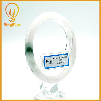 Jade Bangle 64mm PNJ Certified | Natural Color Purplish White Jade Bangle Bracelet, Real Gemstone, Gift for Women, Men, Grandma, Sister