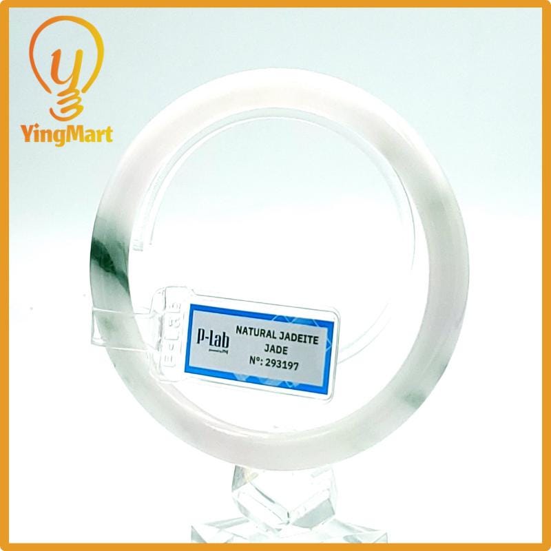 Jade Bangle 64mm PNJ Certified | Natural Color Purplish White Jade Bangle Bracelet, Real Gemstone, Gift for Women, Men, Grandma, Sister