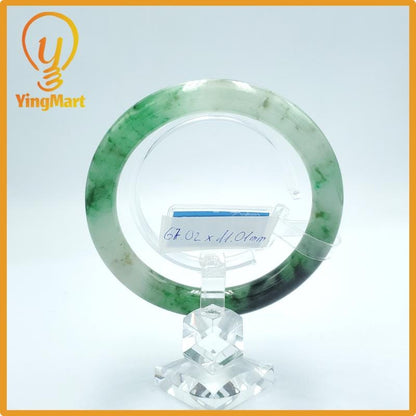 Yingmart 67mm PNJ Certified Natural Color Grey White Natural Jadeite Jade Bangle Bracelet, Real Gemstone, Gift for Her Mom Grandma Sister