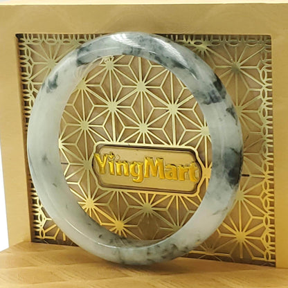 High Quality 48–72mm Jadeite Jade White Floating Black Veins YingMart Bangle Gift for Her Grandma Sister Mom Mens Feng Shui