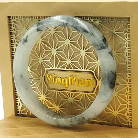 High Quality 48–72mm Jadeite Jade White Floating Black Veins YingMart Bangle Gift for Her Grandma Sister Mom Mens Feng Shui