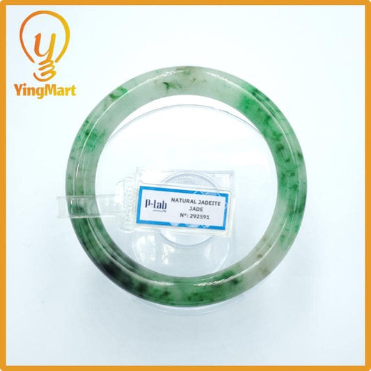 YingCollection 67mm PNJ Certified Natural ColorGreen White To Green Jadeite Jade Bangle Bracelet, Real Gemstone, Jewelry