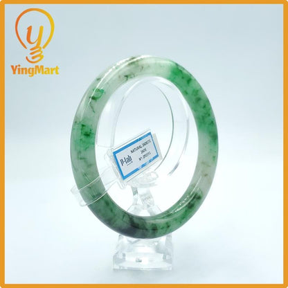 YingCollection 67mm PNJ Certified Natural ColorGreen White To Green Jadeite Jade Bangle Bracelet, Real Gemstone, Jewelry