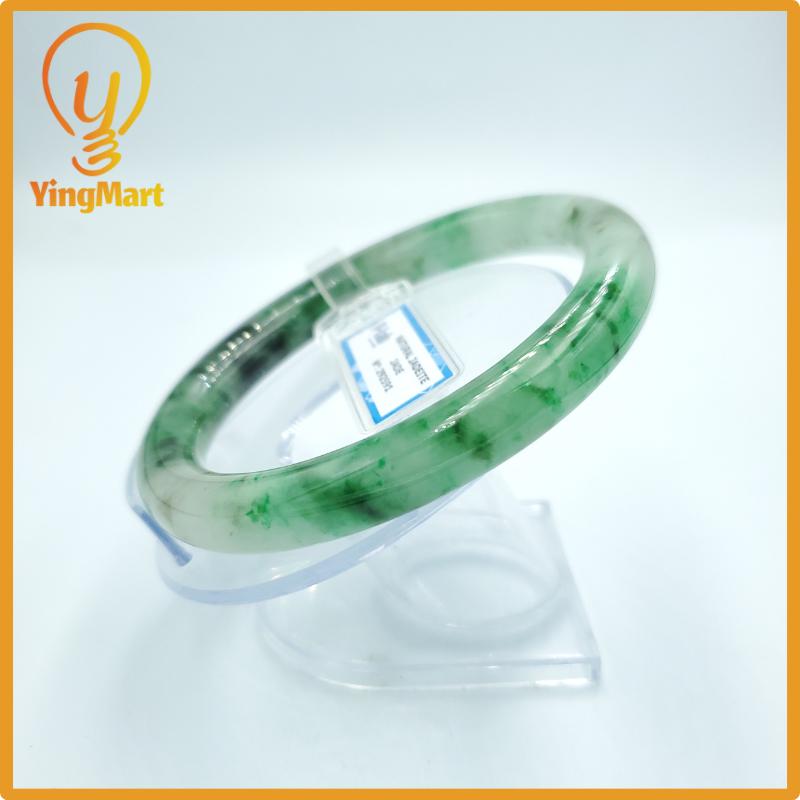 YingCollection 67mm PNJ Certified Natural ColorGreen White To Green Jadeite Jade Bangle Bracelet, Real Gemstone, Jewelry