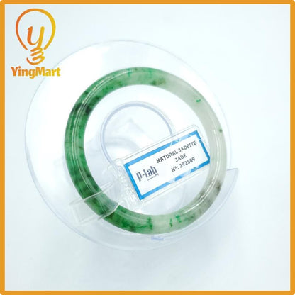 Yingmart 48mm PNJ Certified Natural Color Grey White Natural Jadeite Jade Bangle Bracelet, Real Gemstone, Gift for Her Mom Grandma Sister