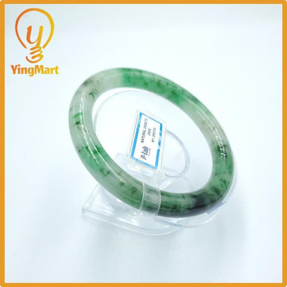 Yingmart 67mm PNJ Certified Natural Color Grey White Natural Jadeite Jade Bangle Bracelet, Real Gemstone, Gift for Her Mom Grandma Sister