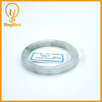 Yingmart  48mm PNJ Certified Natural Color Grey White Natural Jadeite Jade Bangle Bracelet, Real Gemstone, Gift for Her Mom Grandma Sister