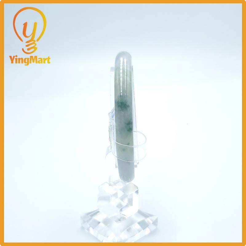 Yingmart  48mm PNJ Certified Natural Color Grey White Natural Jadeite Jade Bangle Bracelet, Real Gemstone, Gift for Her Mom Grandma Sister