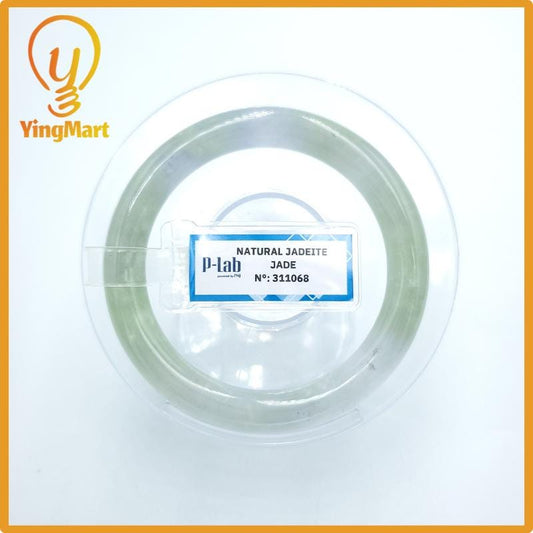 Yingmart  49mm PNJ Certified Natural Color Grey White Natural Jadeite Jade Bangle Bracelet, Real Gemstone, Gift for Her Mom Grandma Sister