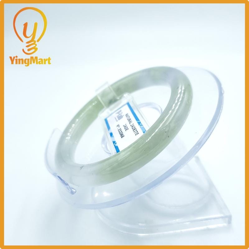 Yingmart  49mm PNJ Certified Natural Color Grey White Natural Jadeite Jade Bangle Bracelet, Real Gemstone, Gift for Her Mom Grandma Sister