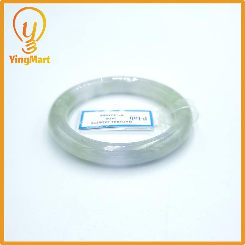 Yingmart  49mm PNJ Certified Natural Color Grey White Natural Jadeite Jade Bangle Bracelet, Real Gemstone, Gift for Her Mom Grandma Sister