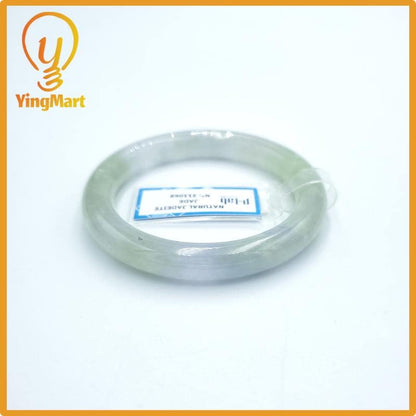 Yingmart  49mm PNJ Certified Natural Color Grey White Natural Jadeite Jade Bangle Bracelet, Real Gemstone, Gift for Her Mom Grandma Sister