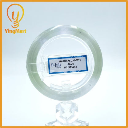 Yingmart  49mm PNJ Certified Natural Color Grey White Natural Jadeite Jade Bangle Bracelet, Real Gemstone, Gift for Her Mom Grandma Sister