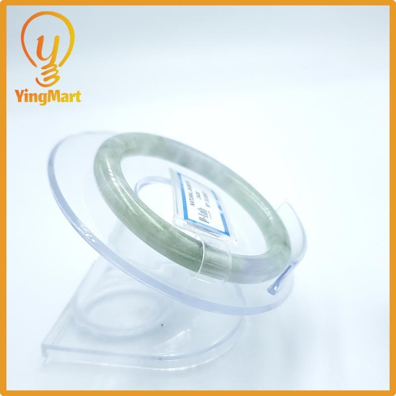 Yingmart  49mm PNJ Certified Natural Color Grey White Natural Jadeite Jade Bangle Bracelet, Real Gemstone, Gift for Her Mom Grandma Sister