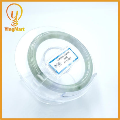 Yingmart  49mm PNJ Certified Natural Color Grey White Natural Jadeite Jade Bangle Bracelet, Real Gemstone, Gift for Her Mom Grandma Sister