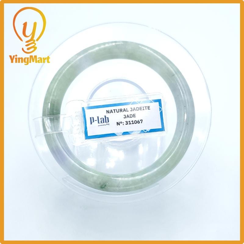 Yingmart  49mm PNJ Certified Natural Color Grey White Natural Jadeite Jade Bangle Bracelet, Real Gemstone, Gift for Her Mom Grandma Sister