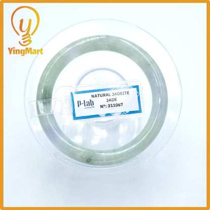 Yingmart  49mm PNJ Certified Natural Color Grey White Natural Jadeite Jade Bangle Bracelet, Real Gemstone, Gift for Her Mom Grandma Sister