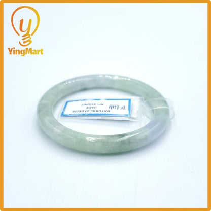 Yingmart  49mm PNJ Certified Natural Color Grey White Natural Jadeite Jade Bangle Bracelet, Real Gemstone, Gift for Her Mom Grandma Sister