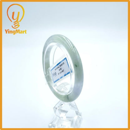 Yingmart  49mm PNJ Certified Natural Color Grey White Natural Jadeite Jade Bangle Bracelet, Real Gemstone, Gift for Her Mom Grandma Sister