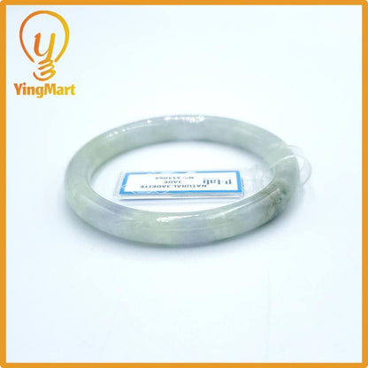 Yingmart  52mm PNJ Certified Natural Color Grey White Natural Jadeite Jade Bangle Bracelet, Real Gemstone, Gift for Her Mom Grandma Sister