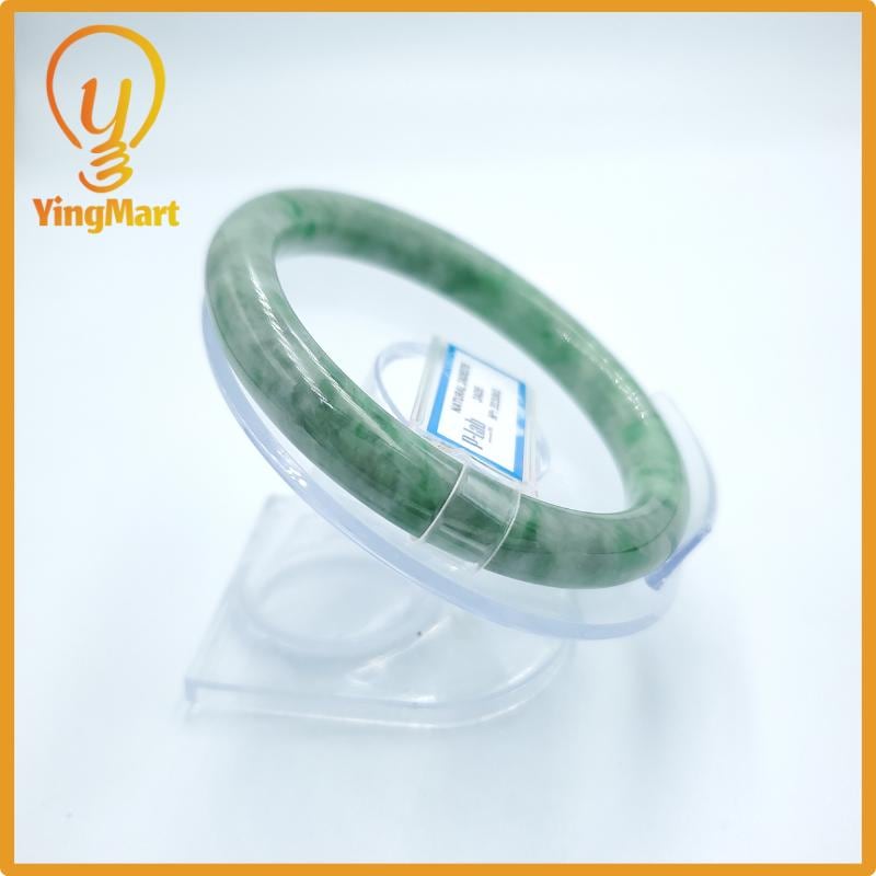 Yingmart  59mm PNJ Certified Natural Color Grey White Natural Jadeite Jade Bangle Bracelet, Real Gemstone, Gift for Her Mom Grandma Sister