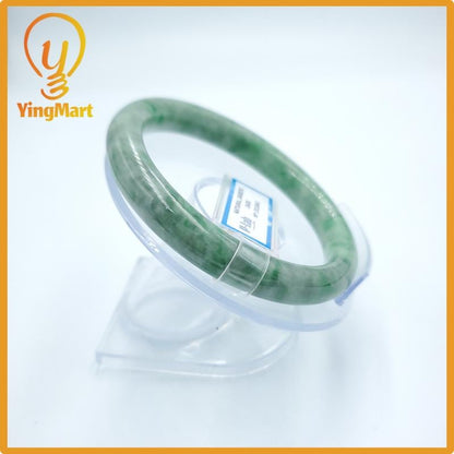 Yingmart  59mm PNJ Certified Natural Color Grey White Natural Jadeite Jade Bangle Bracelet, Real Gemstone, Gift for Her Mom Grandma Sister