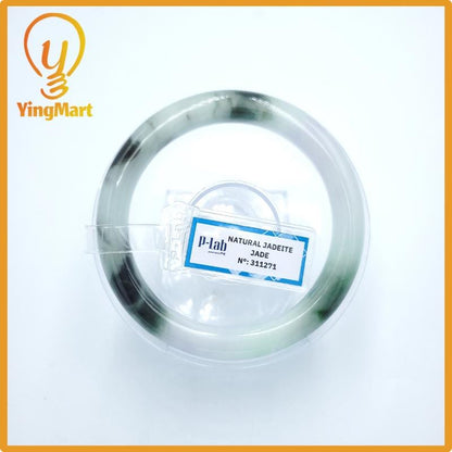 Yingmart  57mm PNJ Certified Natural Color Green White To Green Natural Jadeite Jade Bangle Bracelet, Real Gemstone, Gift for Her Mom