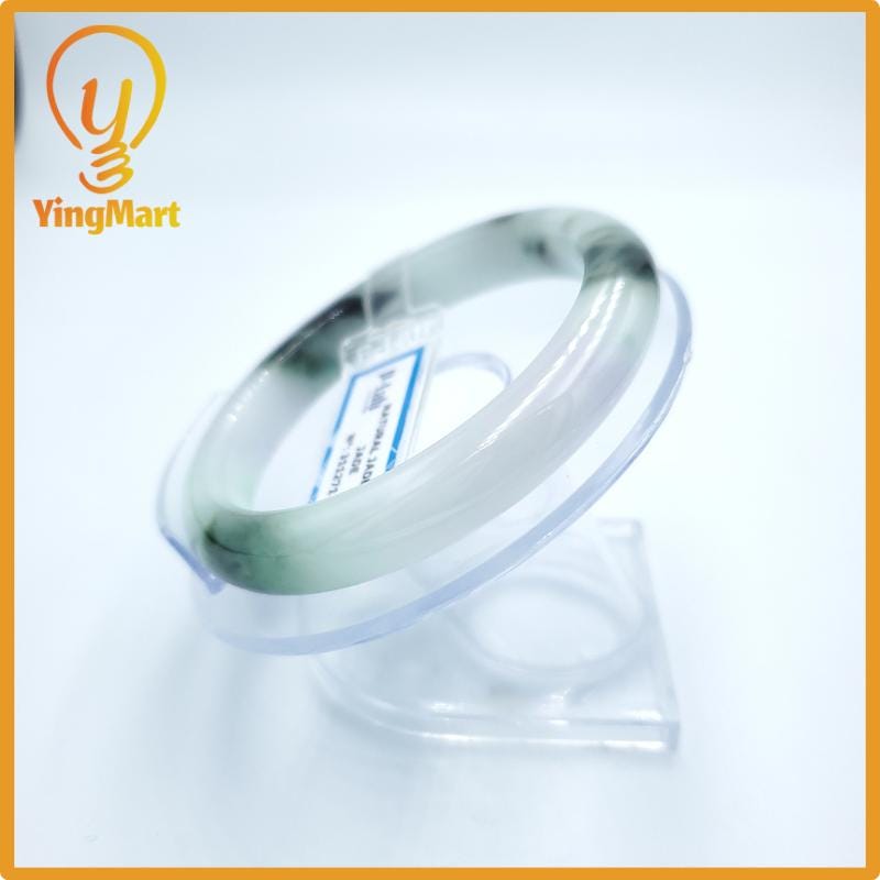 Yingmart  57mm PNJ Certified Natural Color Green White To Green Natural Jadeite Jade Bangle Bracelet, Real Gemstone, Gift for Her Mom