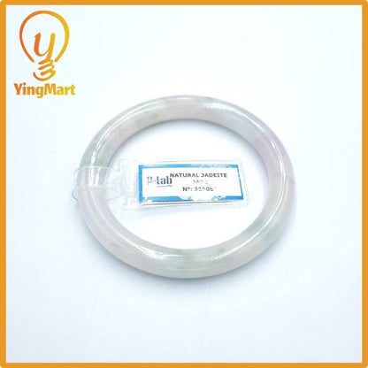 Yingmart  52mm PNJ Certified Natural Color Grey White Natural Jadeite Jade Bangle Bracelet, Real Gemstone, Gift for Her Mom Grandma Sister